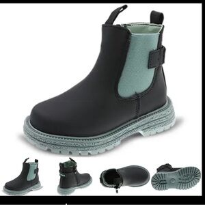 Kids Black and Green Boots